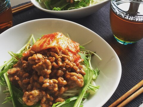 納豆キムチそうめん